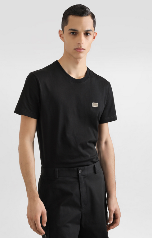 Dolche&Gabanna Cotton Jersey T-Shirt with metal branded tag