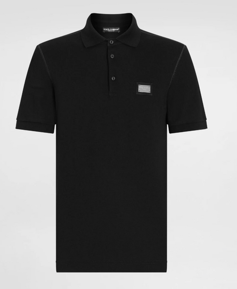Dolche&Gabanna Cotton Poloshirt with metal branded tag