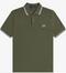 Fred Perry Twin Tripped Polo Laurel Wreath Green /Ecru/ Dusky Blue M3300-Q10