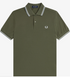 Fred Perry Twin Tripped Polo Laurel Wreath Green /Ecru/ Dusky Blue M3300-Q10