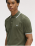 Fred Perry Twin Tripped Polo Laurel Wreath Green /Ecru/ Dusky Blue M3300-Q10