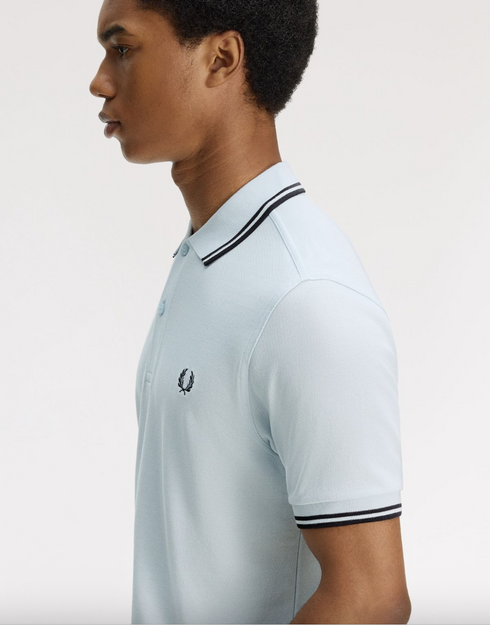 Fred Perry Twin Tripped Polo Light Ice/Anchor Grey M3600-S27