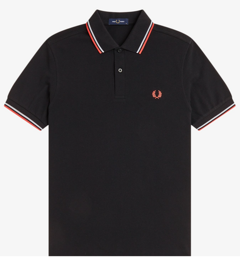 Fred Perry Twin Tripped Polo Black / Dusky Blue/ Strawberry Cream M3600-R54