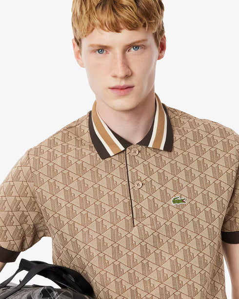 Lacoste Men Classic Fit Monogram Jacquard Polo Shirt