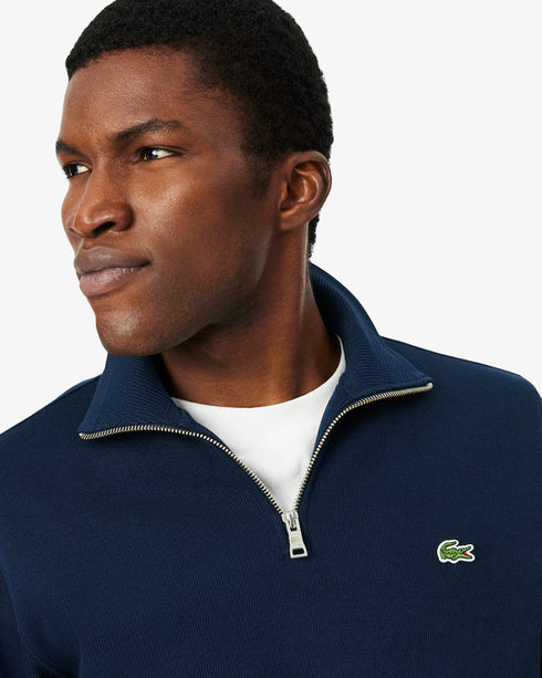 Zip-Up Men High Neck Interlock Sweatshirt
