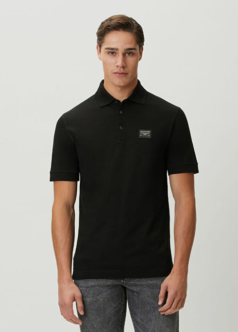 Dolche&Gabanna Cotton Poloshirt with metal branded tag