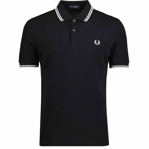 Fred Perry Twin Tripped Polo Black /White/ White M3600-350