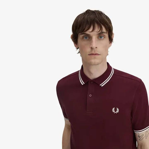 Fred Perry Twin Tripped Polo Oxblood/Ecru