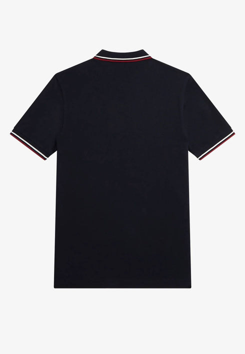 Fred Perry Twin Tripped Polo Navy/Snow White/ Burnt Red M3600-M39