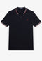 Fred Perry Twin Tripped Polo Navy/Snow White/ Burnt Red M3600-M39
