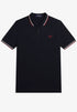 Fred Perry Twin Tripped Polo Navy/Snow White/ Burnt Red M3600-M39