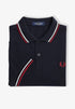 Fred Perry Twin Tripped Polo Navy/Snow White/ Burnt Red M3600-M39