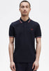 Fred Perry Twin Tripped Polo Navy/Snow White/ Burnt Red M3600-M39